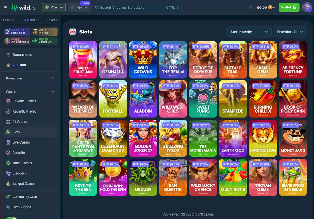 Wild.io interface